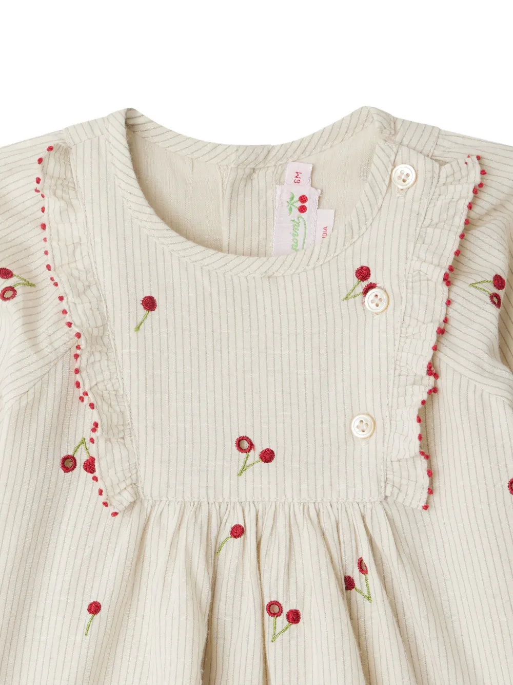 Bonpoint Jurk verfraaid met kersen en ruches Beige