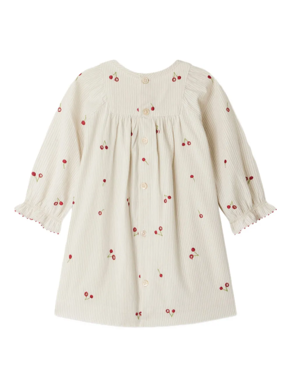 Bonpoint Jurk verfraaid met kersen en ruches - Beige