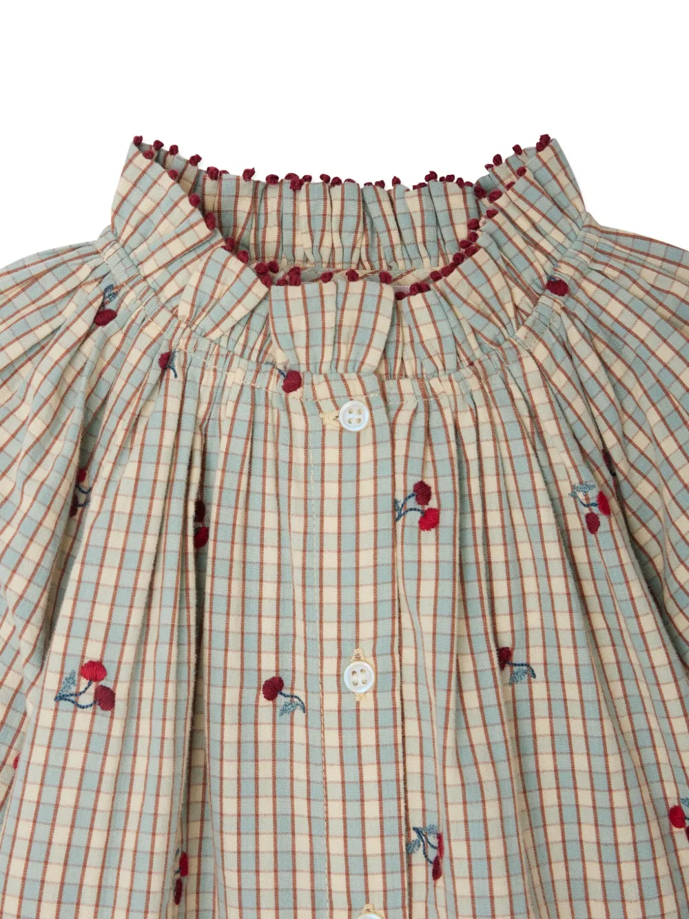Bonpoint Geruite shirt met kersenpatroon Blauw
