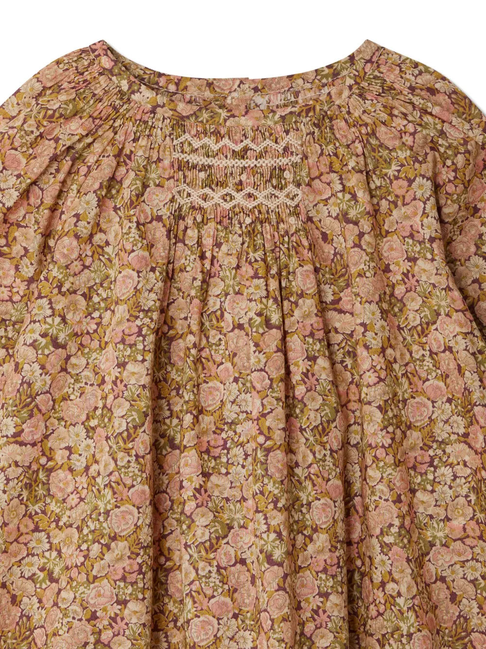 Bonpoint Jia gesmockte jumpsuit met bloemenprint Bruin