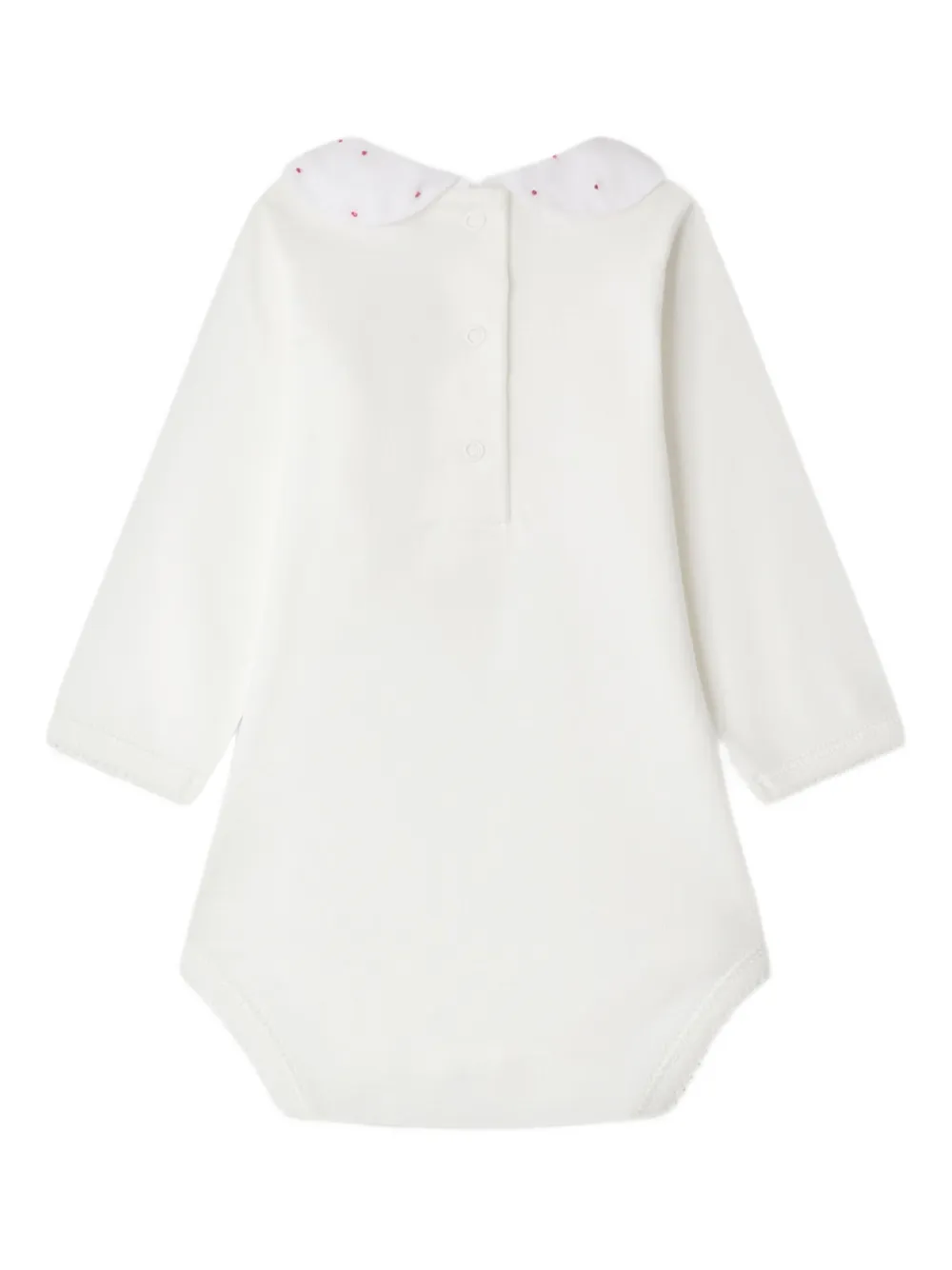 Bonpoint Romper met geborduurde kraag Wit