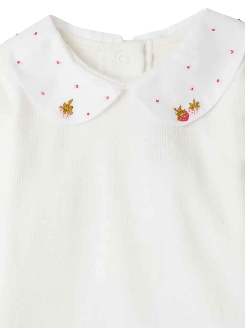 Bonpoint Romper met geborduurde kraag Wit