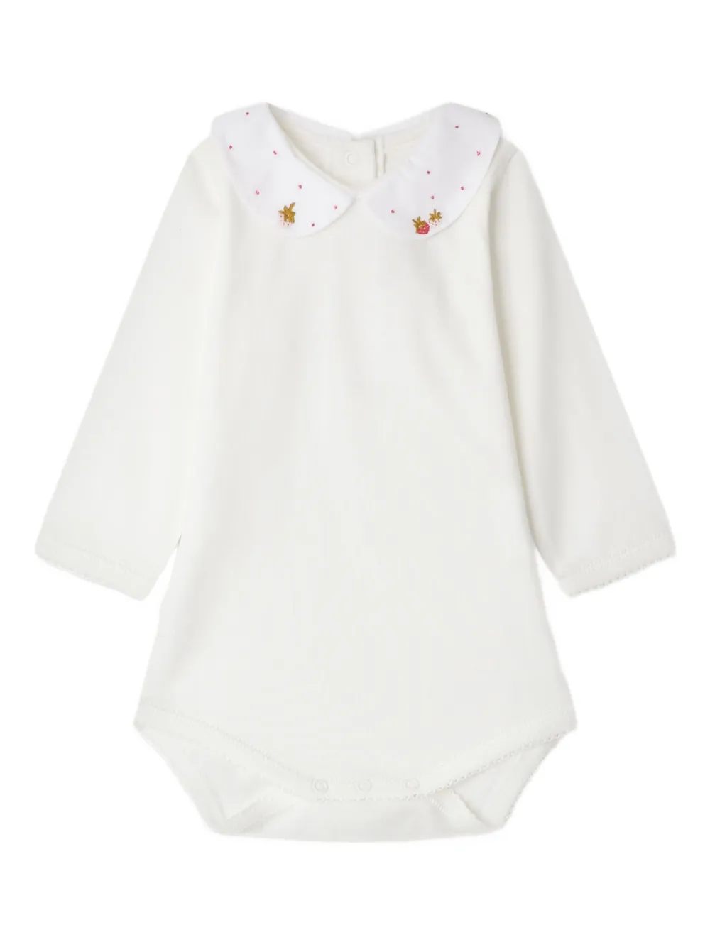 Bonpoint Romper met geborduurde kraag Wit