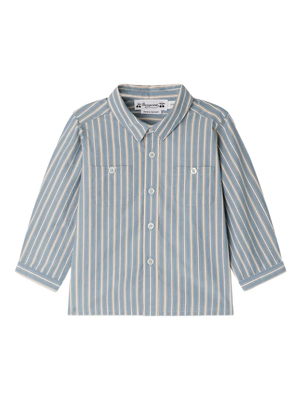 Bonpoint Gestreept shirt met knoopsluiting Blauw