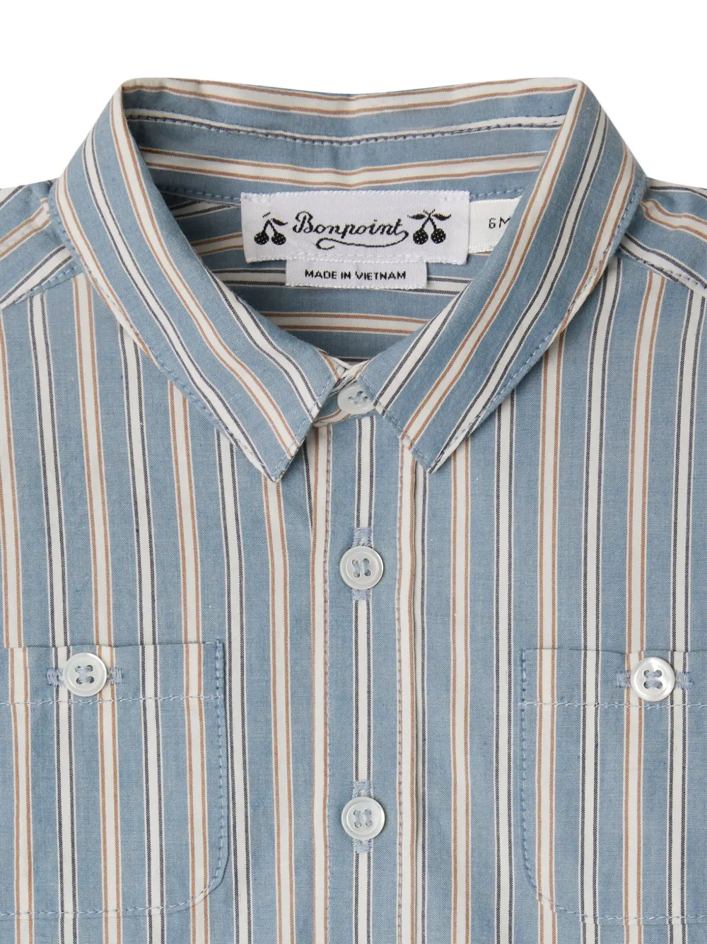 Bonpoint Gestreept shirt met knoopsluiting Blauw