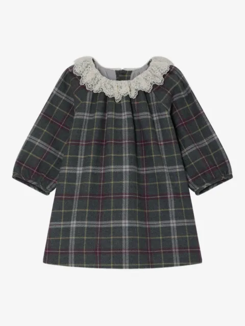 Bonpoint lace-collar plaid dress