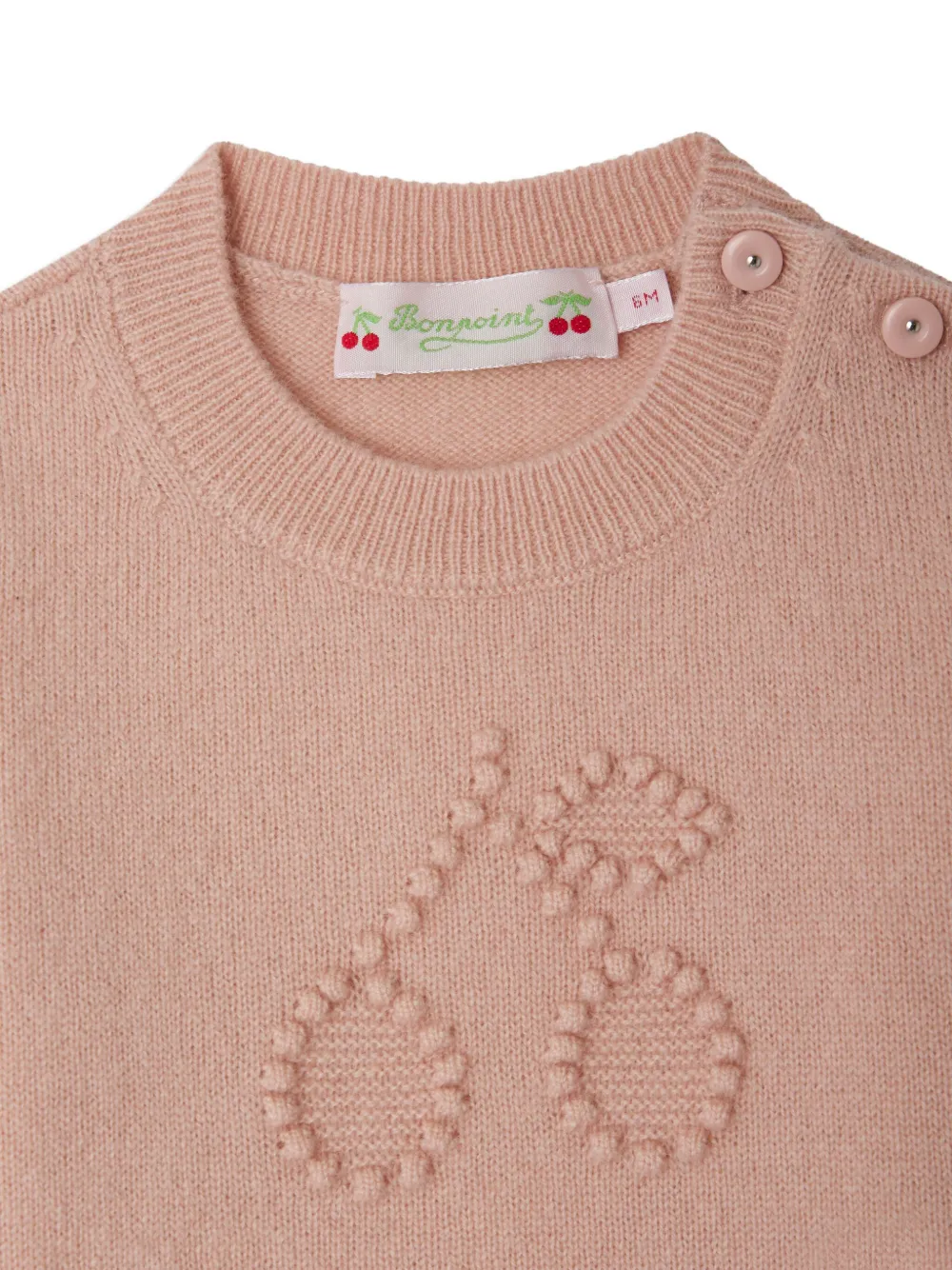 Bonpoint Kasjmier knitwear verfraaid met kersen Roze