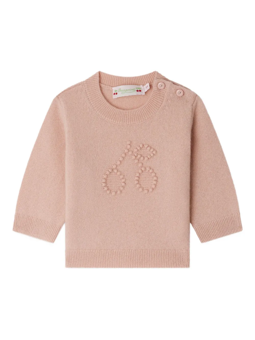 Bonpoint Kasjmier knitwear verfraaid met kersen Roze