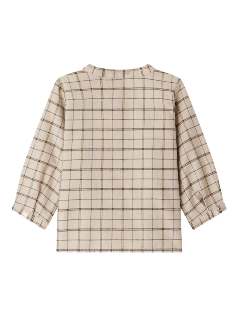 Bonpoint Geruit poloshirt met knoopsluiting - Beige