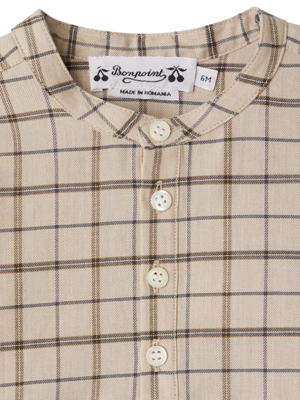 Bonpoint Geruit poloshirt met knoopsluiting Beige