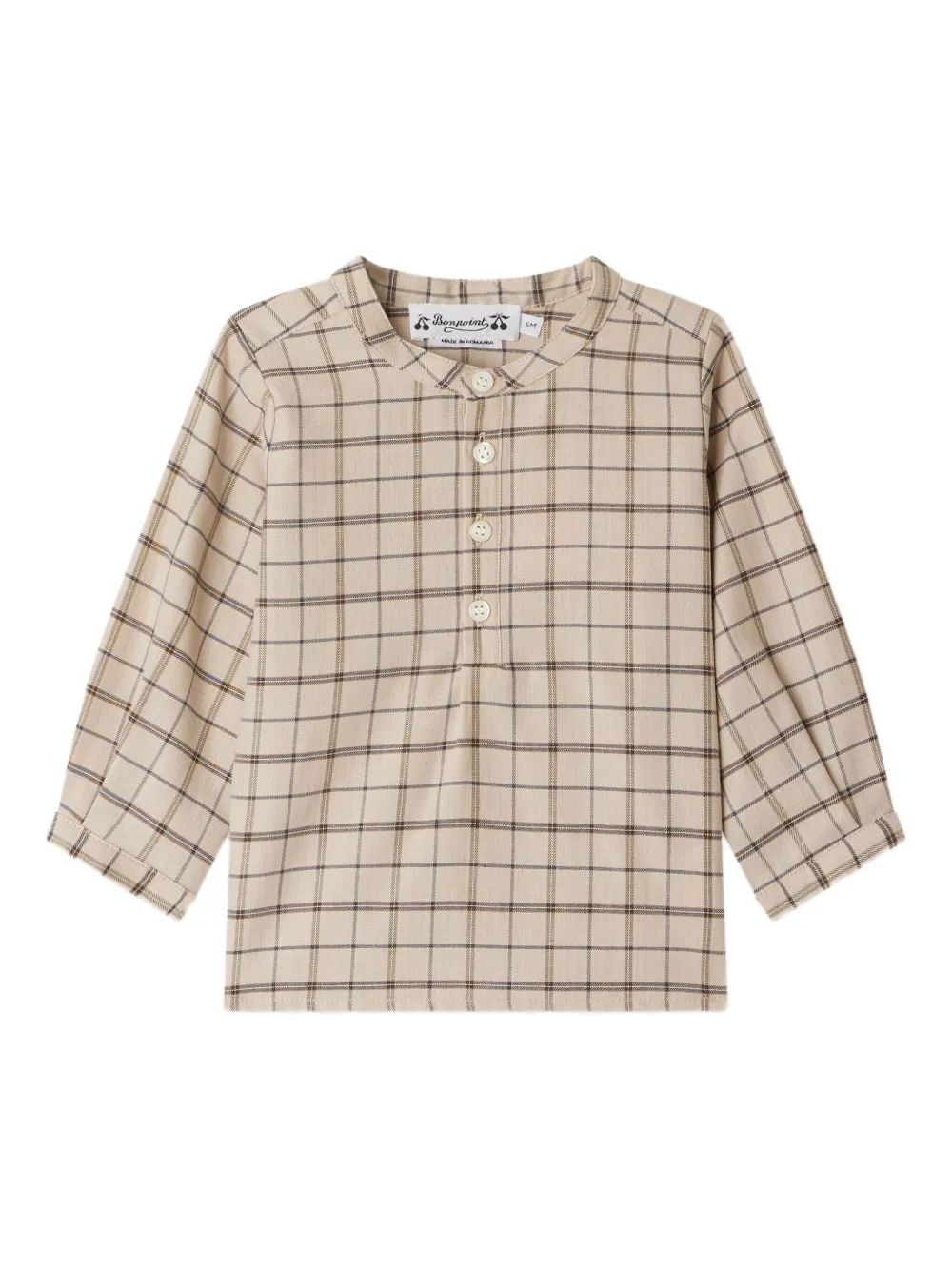 Bonpoint checked button-fastening polo shirt | Neutrals | Image 1
