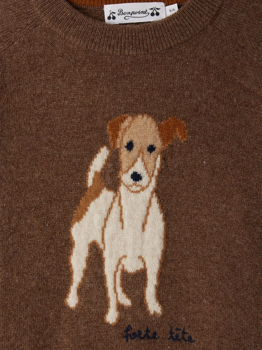 Bonpoint Berlioz trui met hondenjacquard Bruin