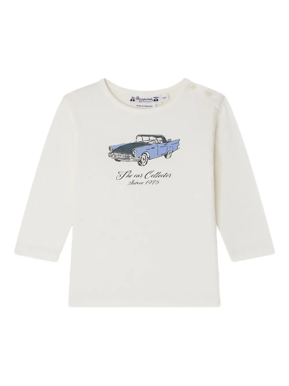 Bonpoint T-shirt met autoprint en lange mouwen Wit