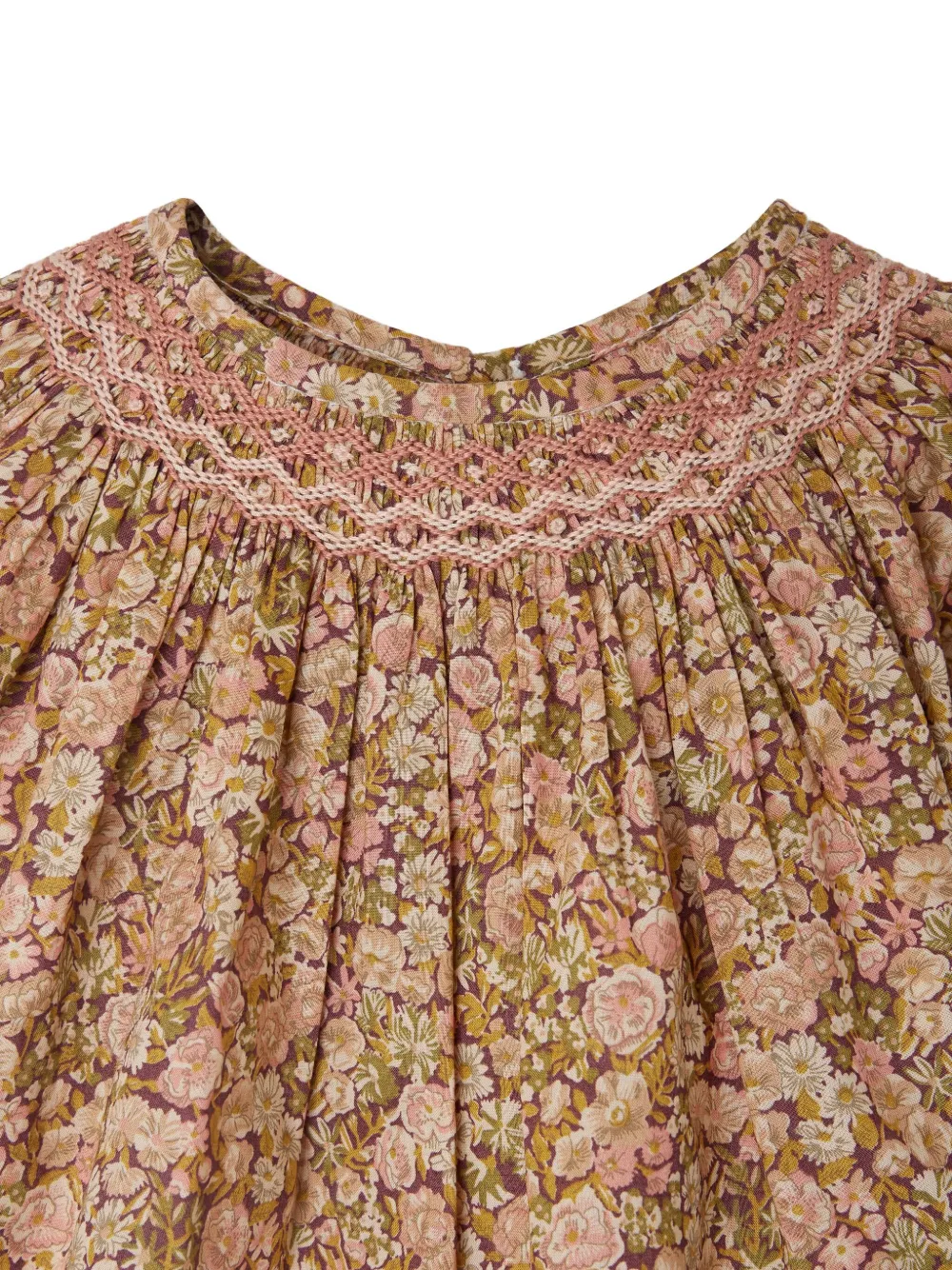 Bonpoint Gesmockte shirt met bloemenprint Roze