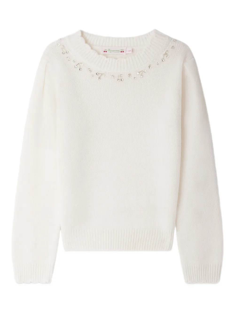 Bonpoint Sweater verfraaid met kristallen en lange mouwen Wit