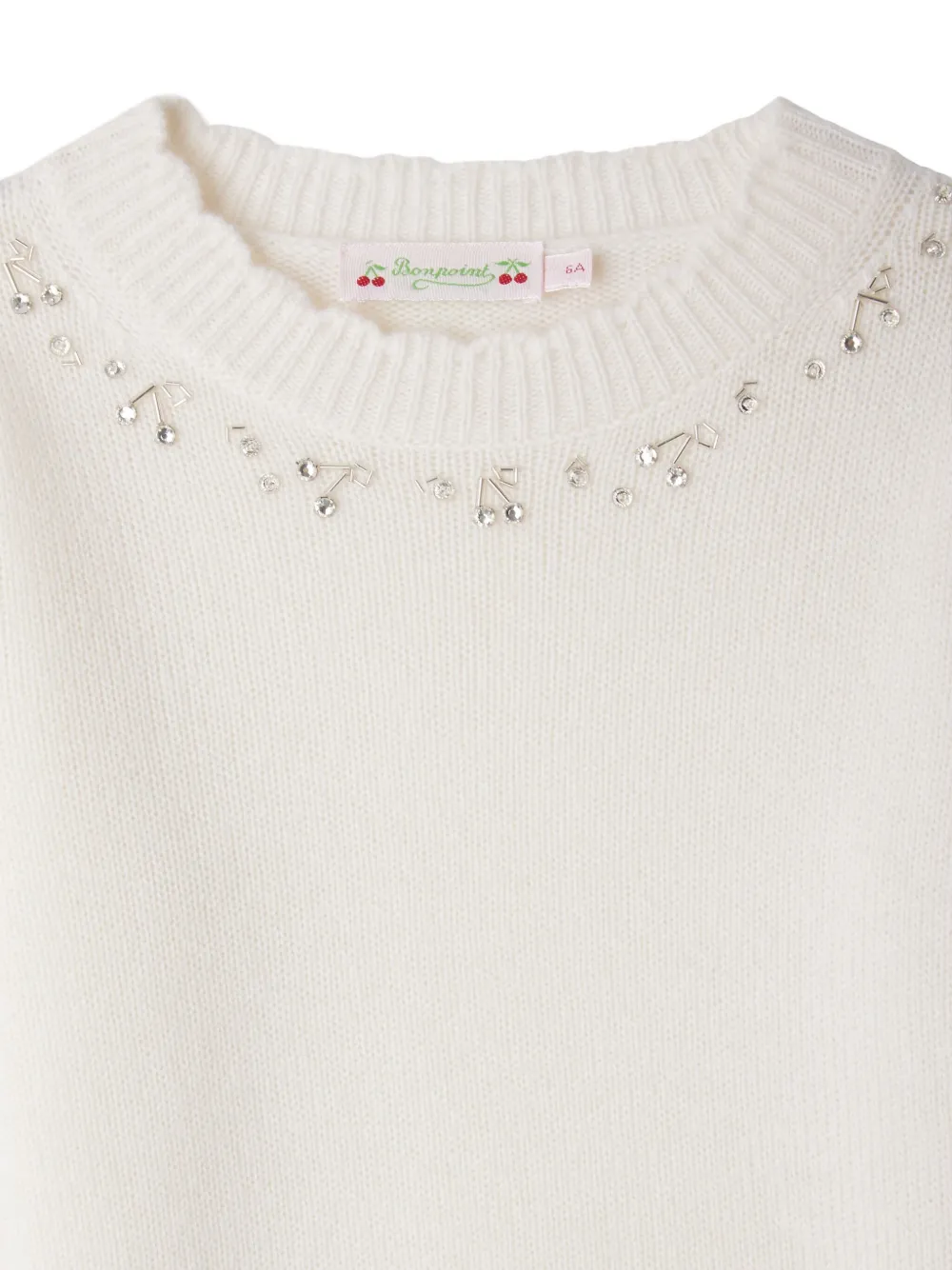 Bonpoint Sweater verfraaid met kristallen en lange mouwen Wit