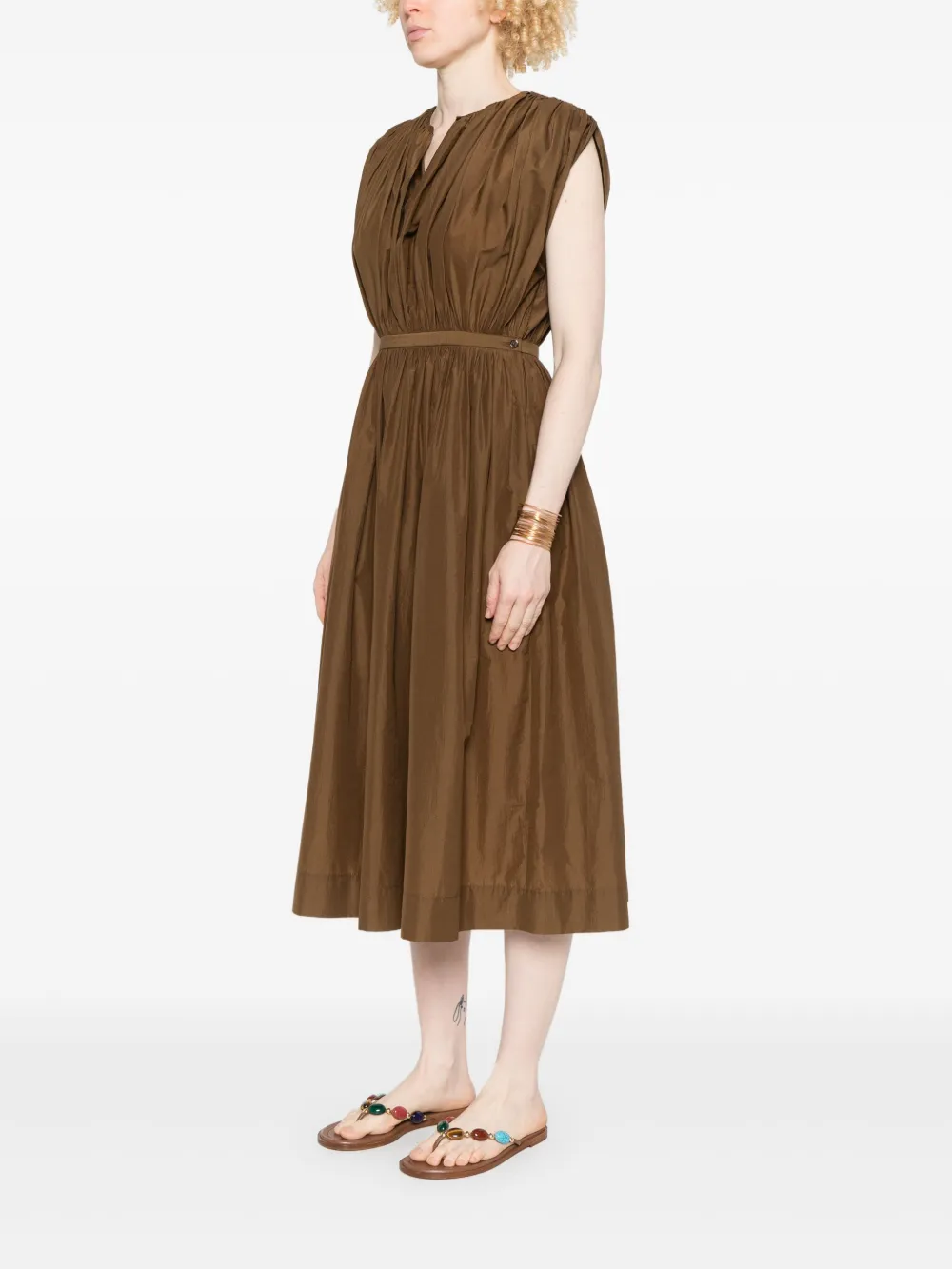 Philosophy Di Lorenzo Serafini Midi-jurk met ruches Bruin