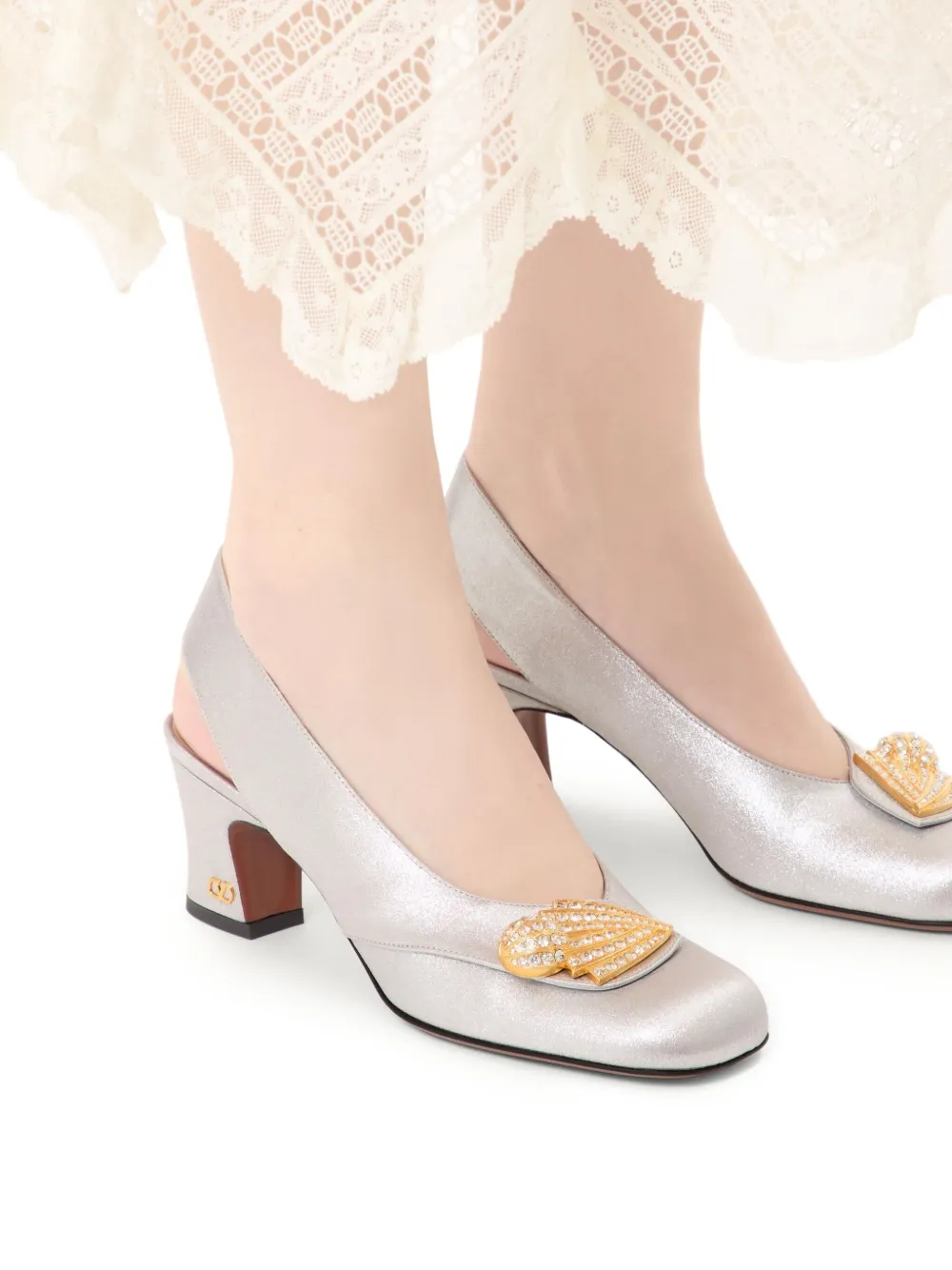 Adamantine slingback pumps in glitter fabric 60mm