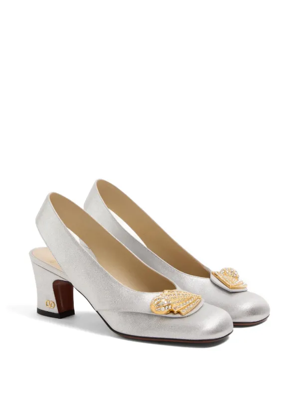 Valentino Garavani 60mm Adamantine Heeled Pumps | Silver | FARFETCH