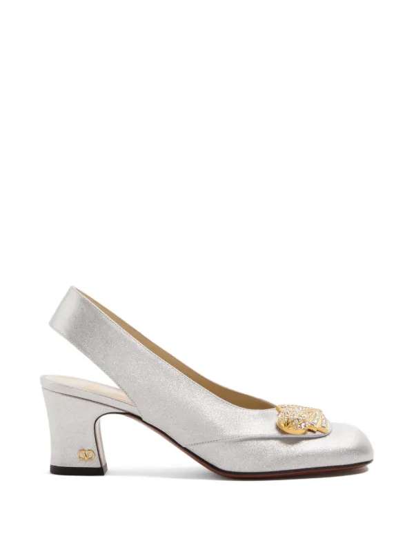 Valentino Garavani 60mm Adamantine Heeled Pumps in Silver