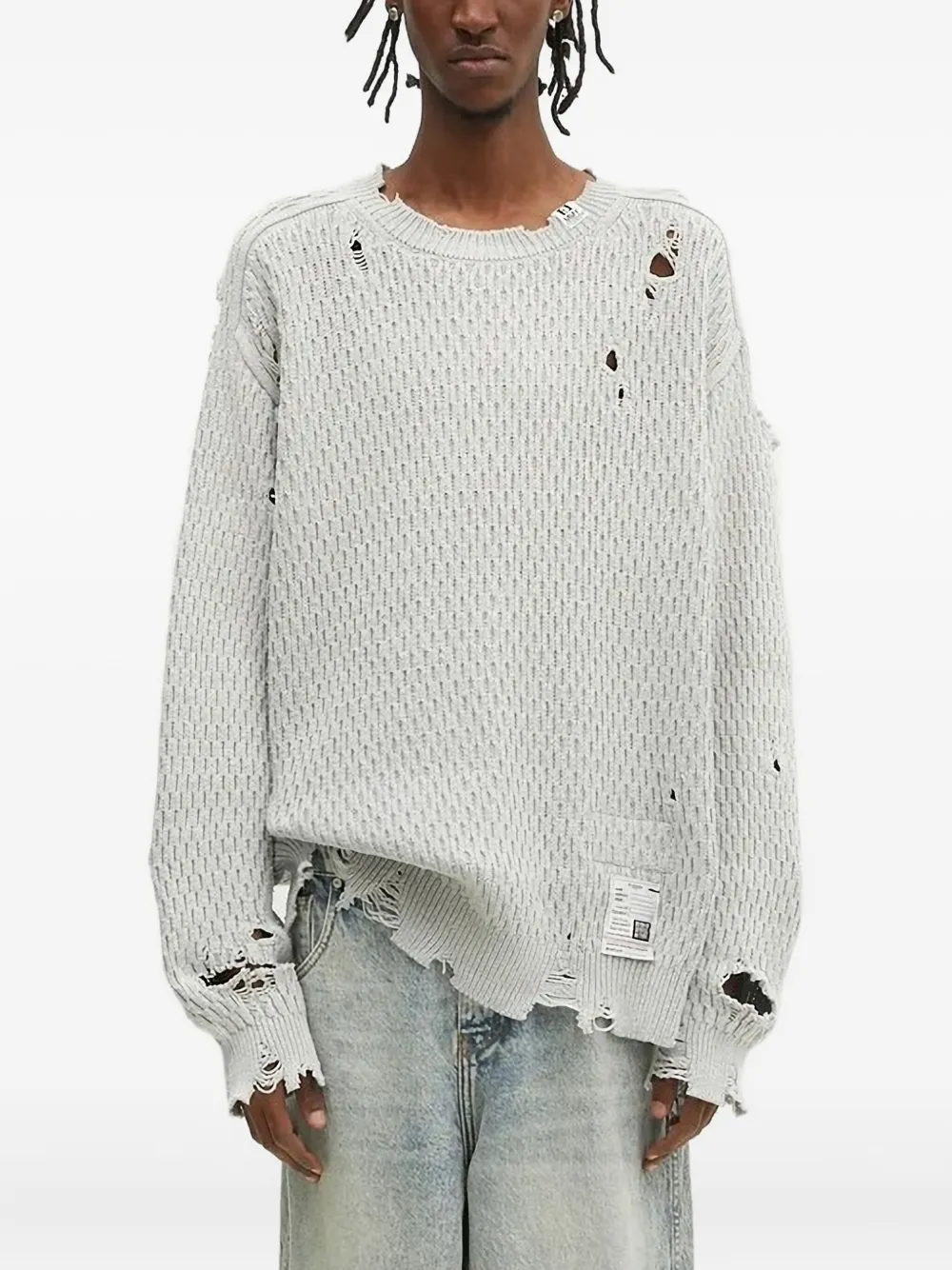Maison MIHARA YASUHIRO textured distressed sweater Grijs