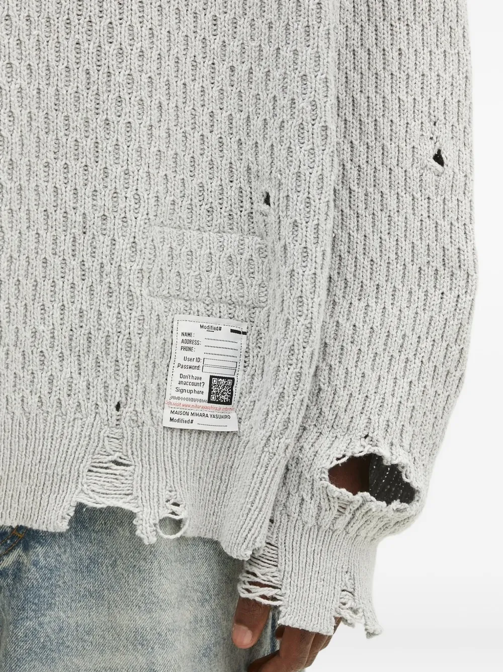 Maison MIHARA YASUHIRO textured distressed sweater Grijs