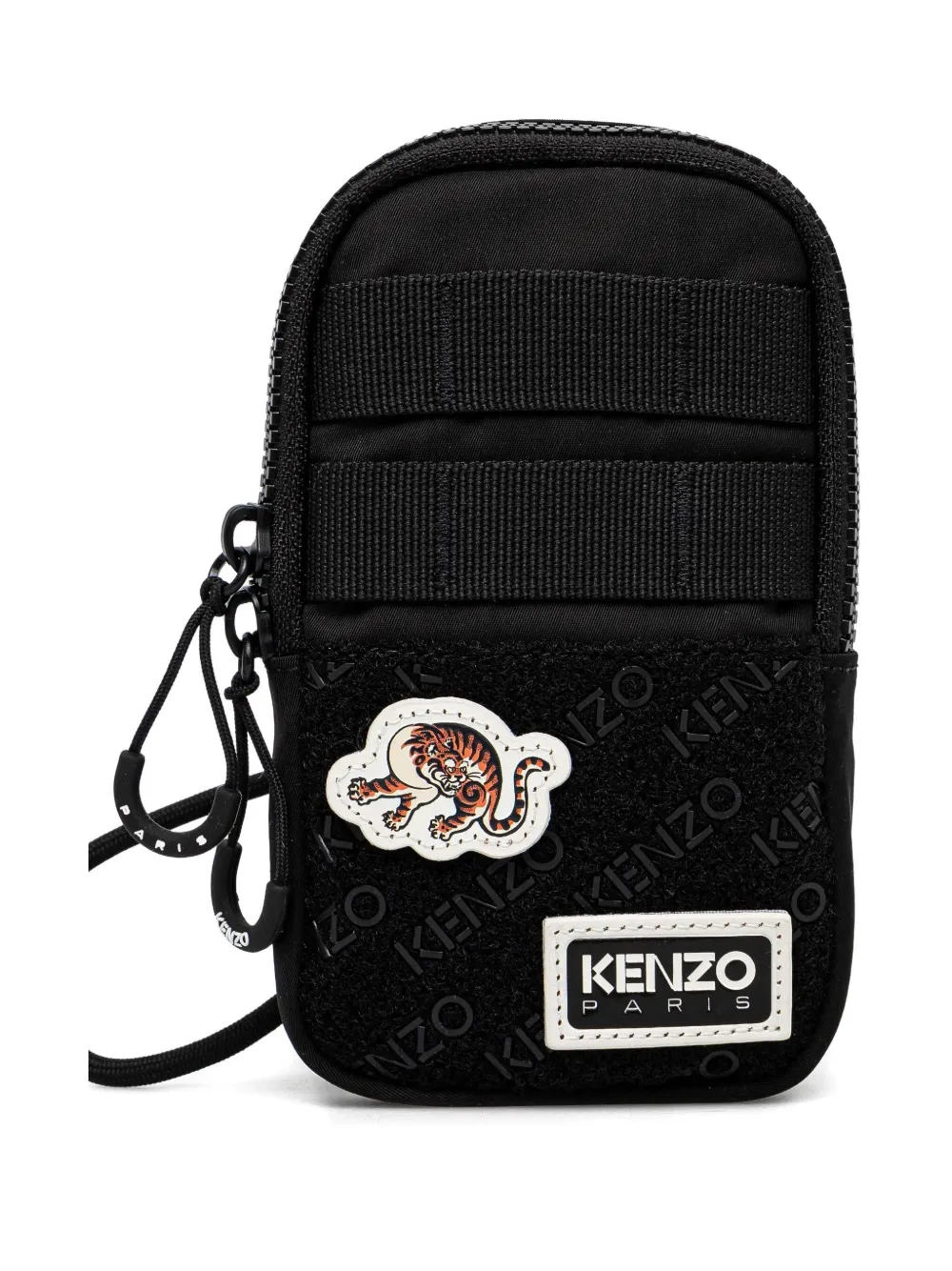 Kenzo Jungle Tiger-appliqué Phone Holder In Black