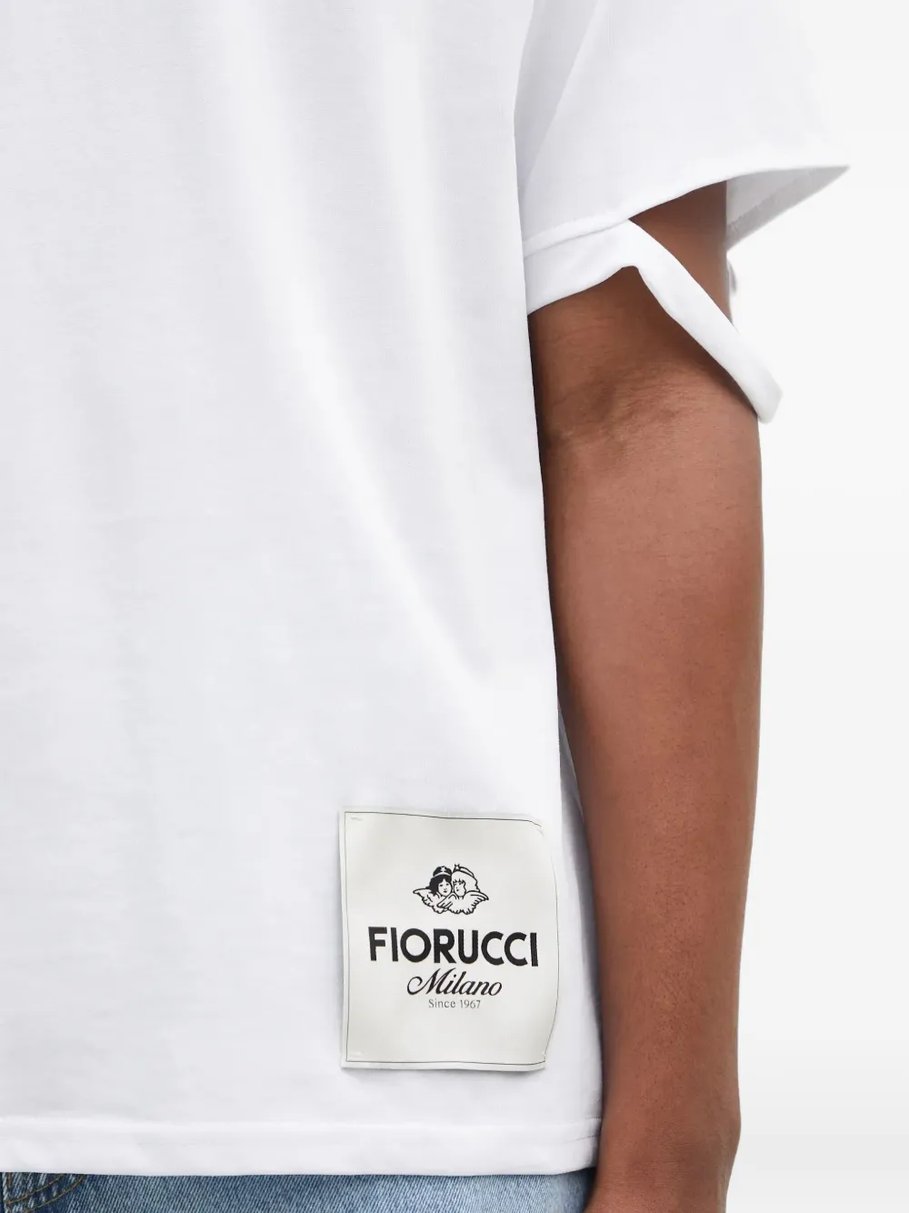 Fiorucci distressed-hem logo-patch T-shirt Wit