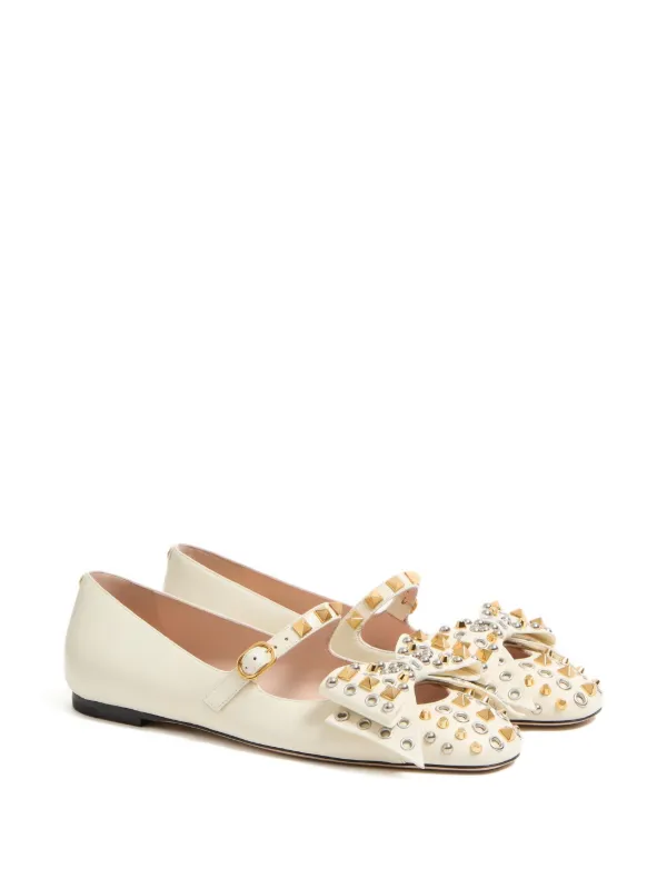 【VALENTINO GARAVANI】Bowow スタッズレザー バレエフラット Valentino Garavani バウワウ スタッズ フラットシューズ