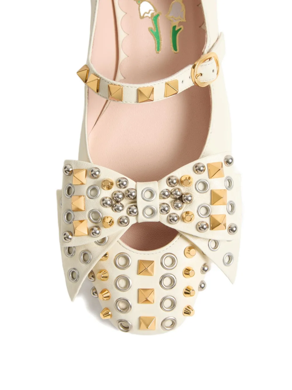 Valentino Garavani Bowow studded ballerina shoes Neutrals