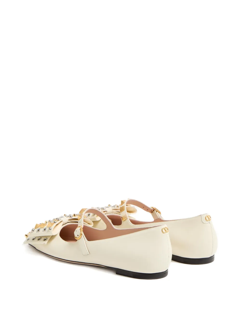 Valentino Garavani Bowow studded ballerina shoes Neutrals