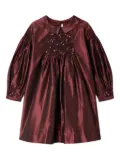 Bonpoint puffed-sleeves silk dress - Red