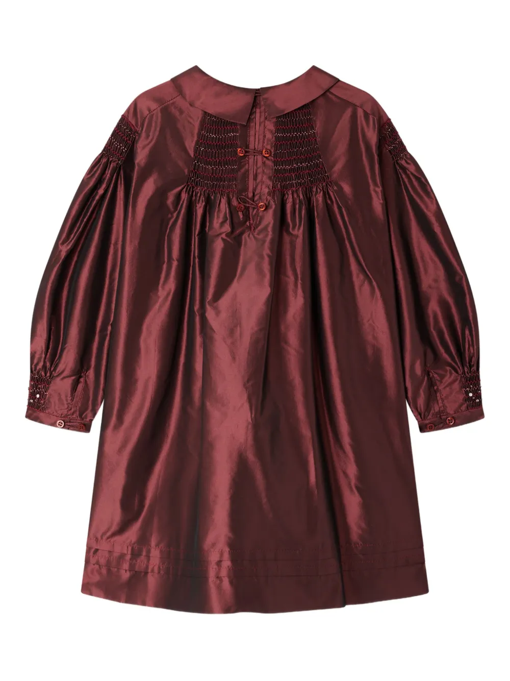 Bonpoint Zijden jurk met pofmouwen Rood