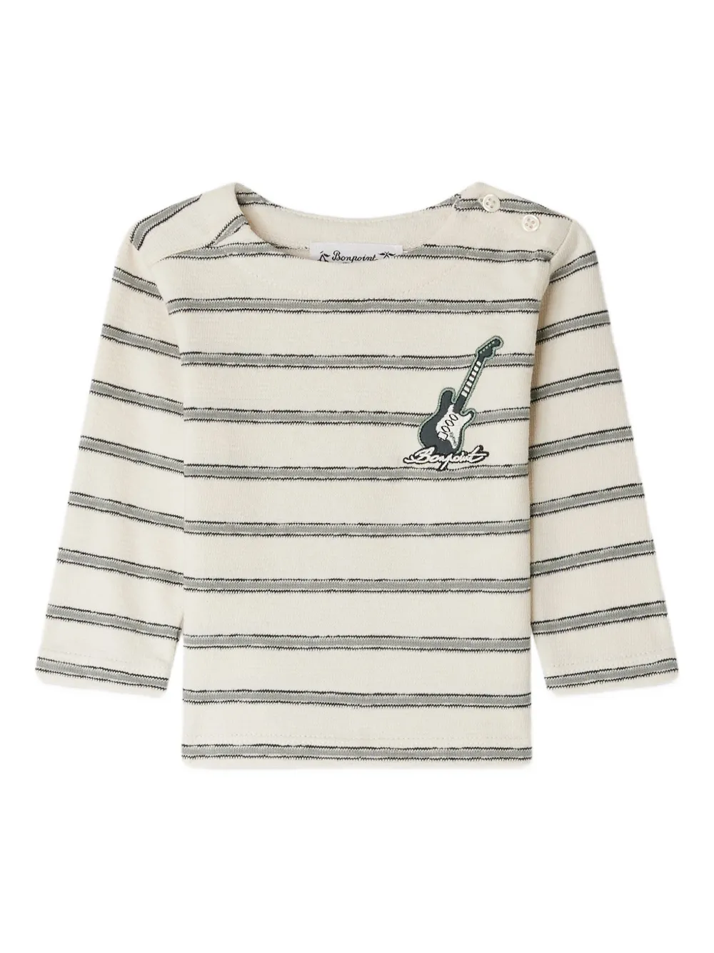 Bonpoint Gestreept T-shirt met borduurwerk Beige