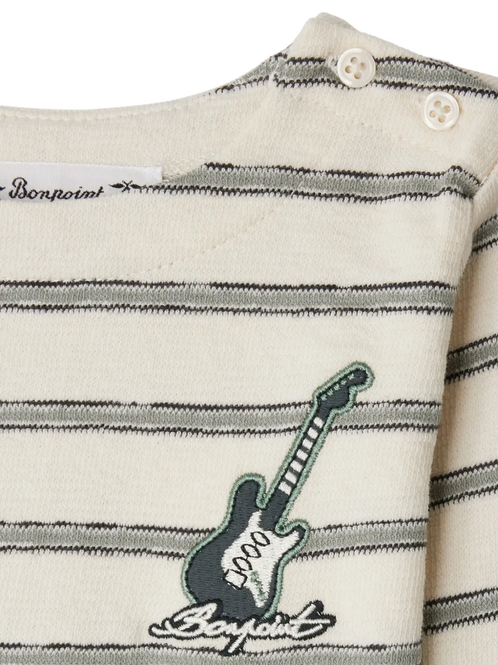 Bonpoint Gestreept T-shirt met borduurwerk Beige