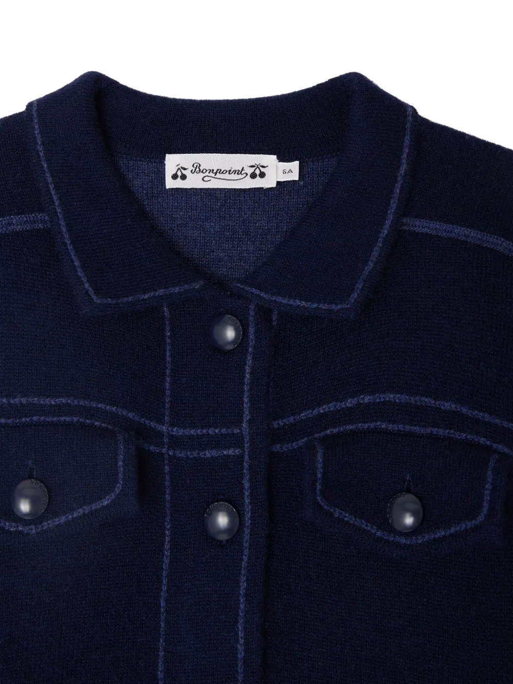 Bonpoint Jimena contrast-stitch cardigan Blauw