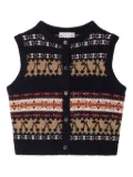 Bonpoint Janou Fairisle-pattern button wool gilet - Blue