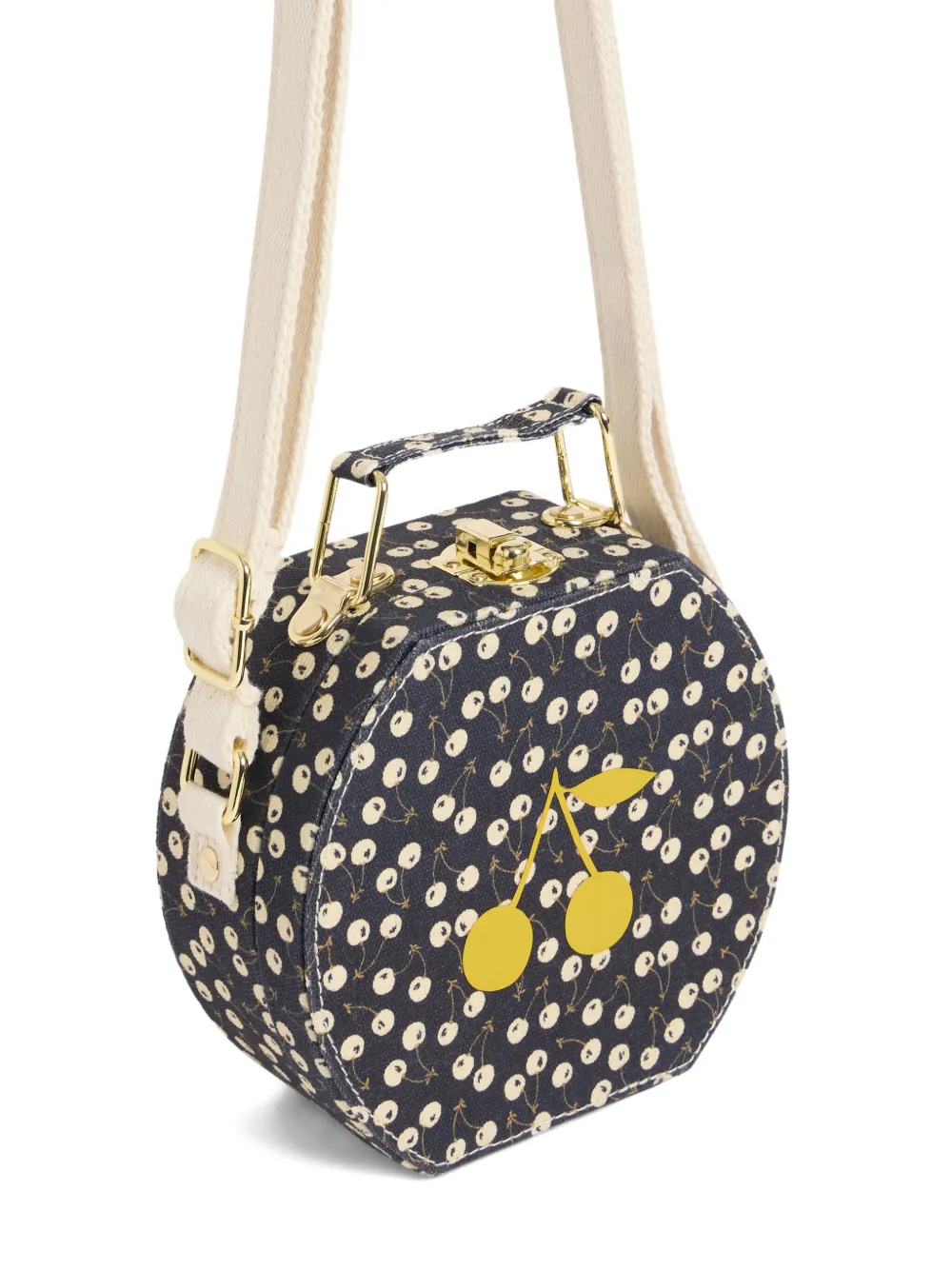 Bonpoint Jadore ronde schoudertas met kersenprint Blauw
