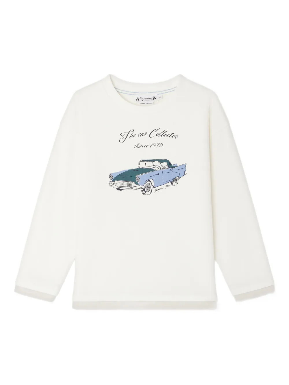 Bonpoint T-shirt met autoprint en lange mouwen Wit