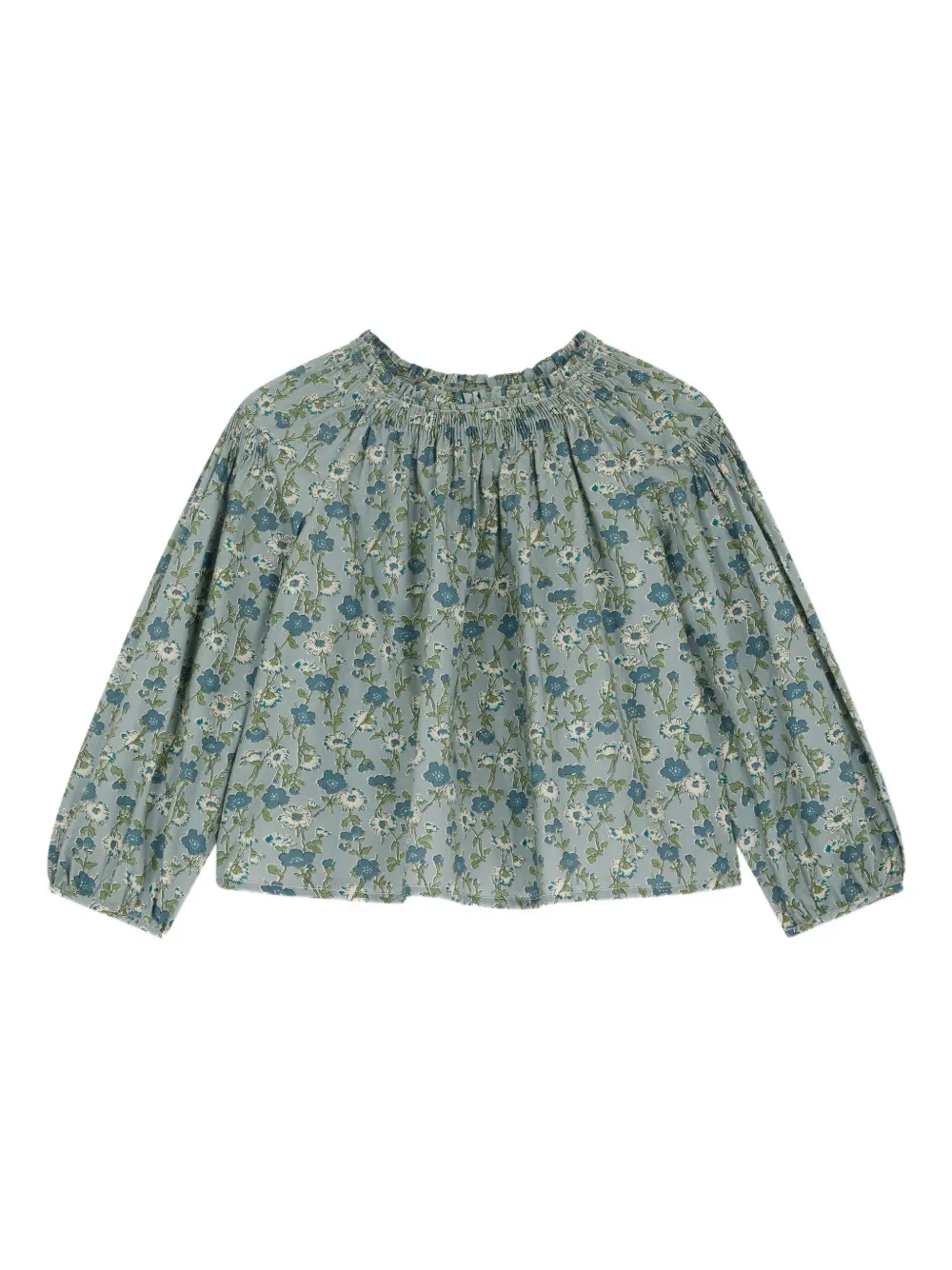 Bonpoint Gesmockte shirt met bloe Blauw