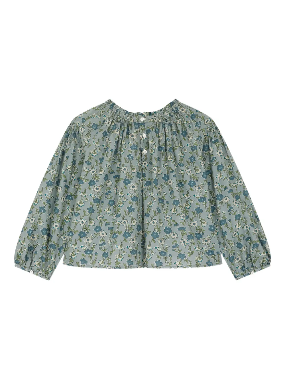 Bonpoint Gesmockte shirt met bloemen Blauw