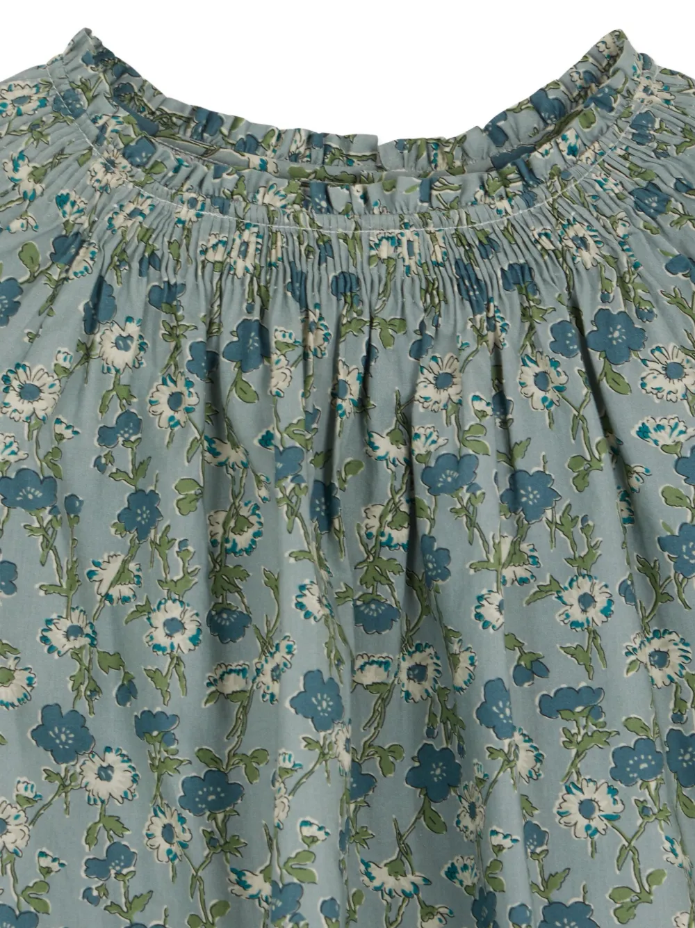Bonpoint Gesmockte shirt met bloemen Blauw