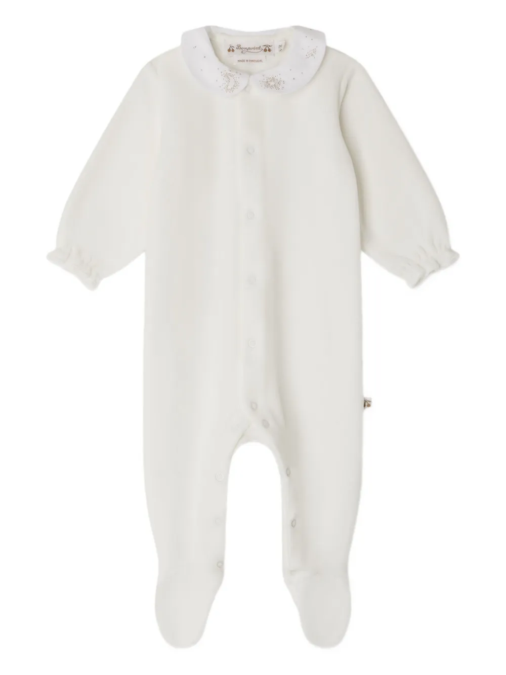 Bonpoint Pyjama met geborduurde kraag Wit