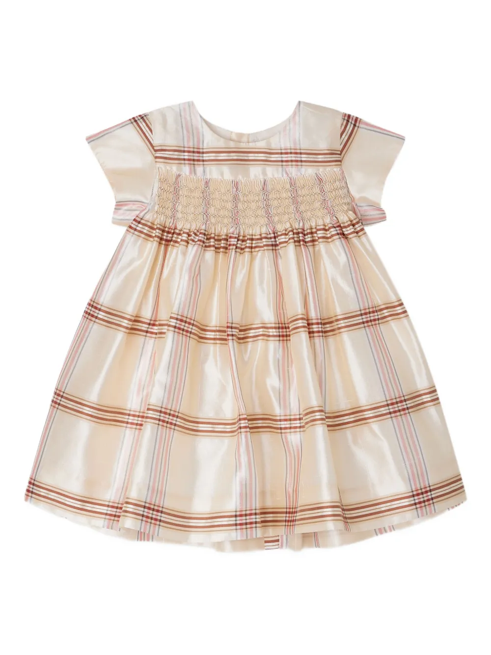 Bonpoint Geruite jurk Beige