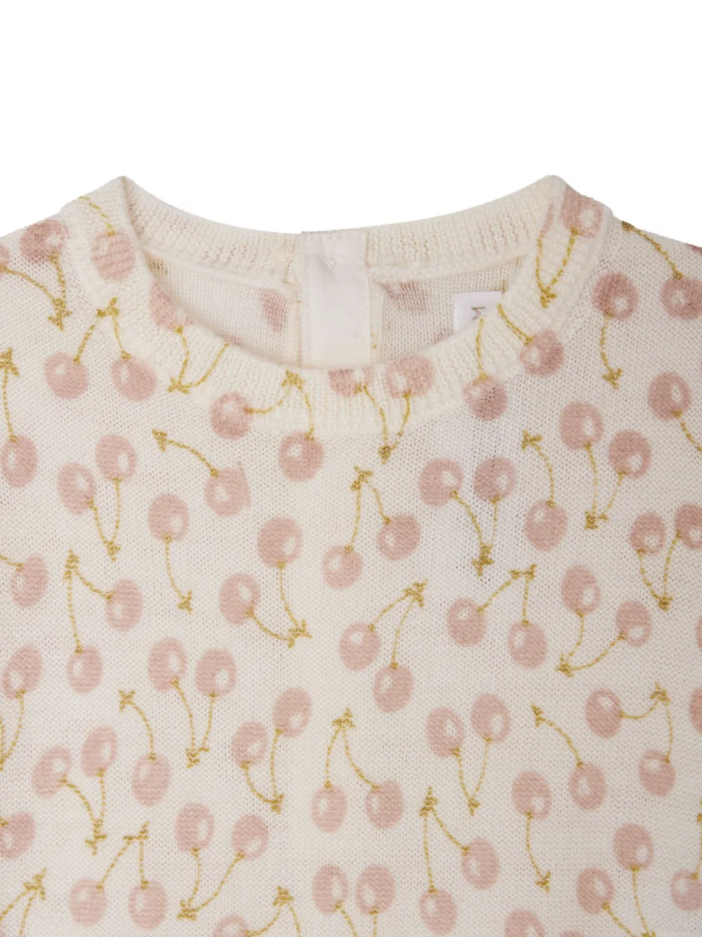 Bonpoint Wollen jumpsuit met kersenprint Wit