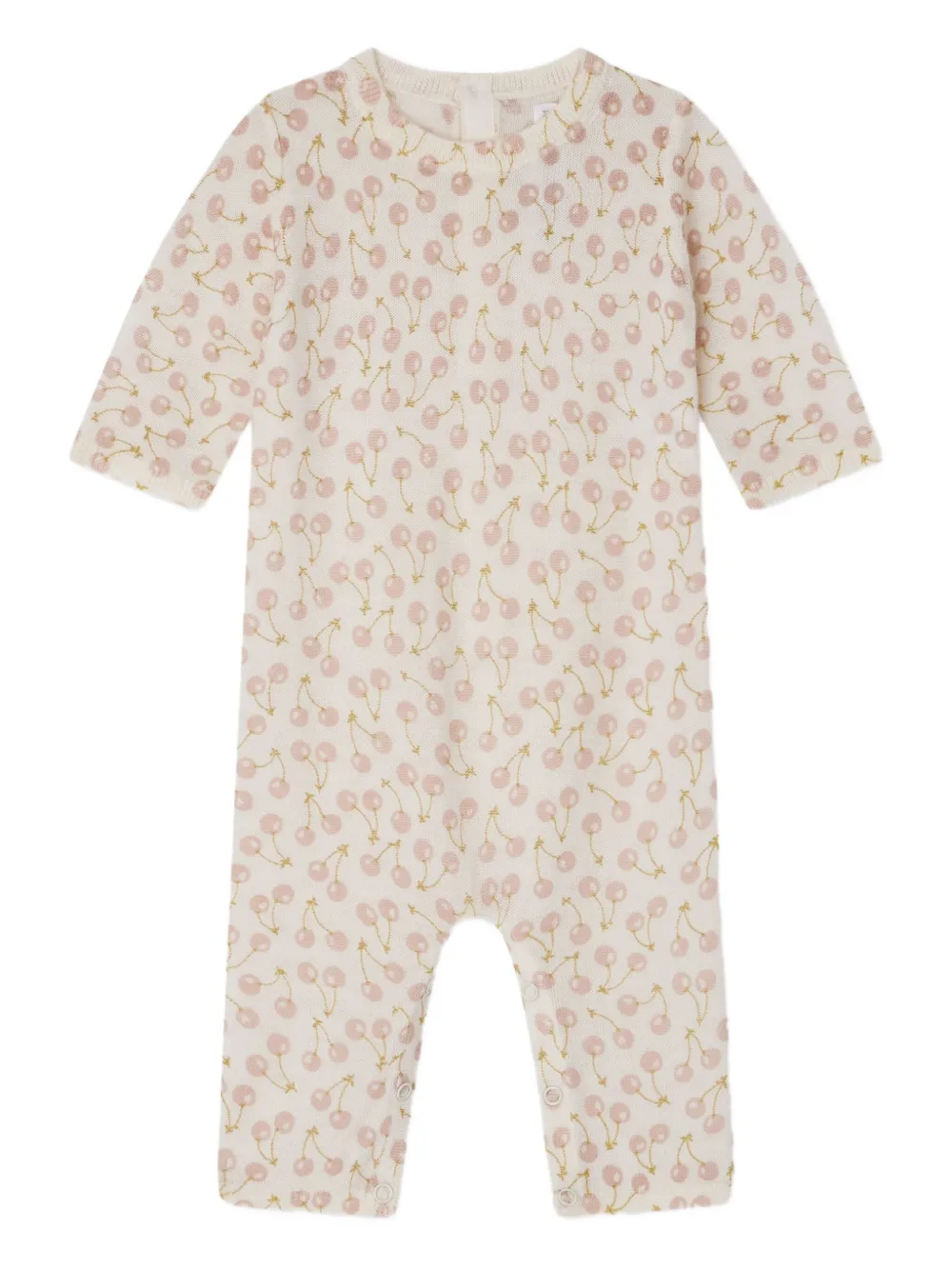Bonpoint Wollen jumpsuit met kersenprint Wit