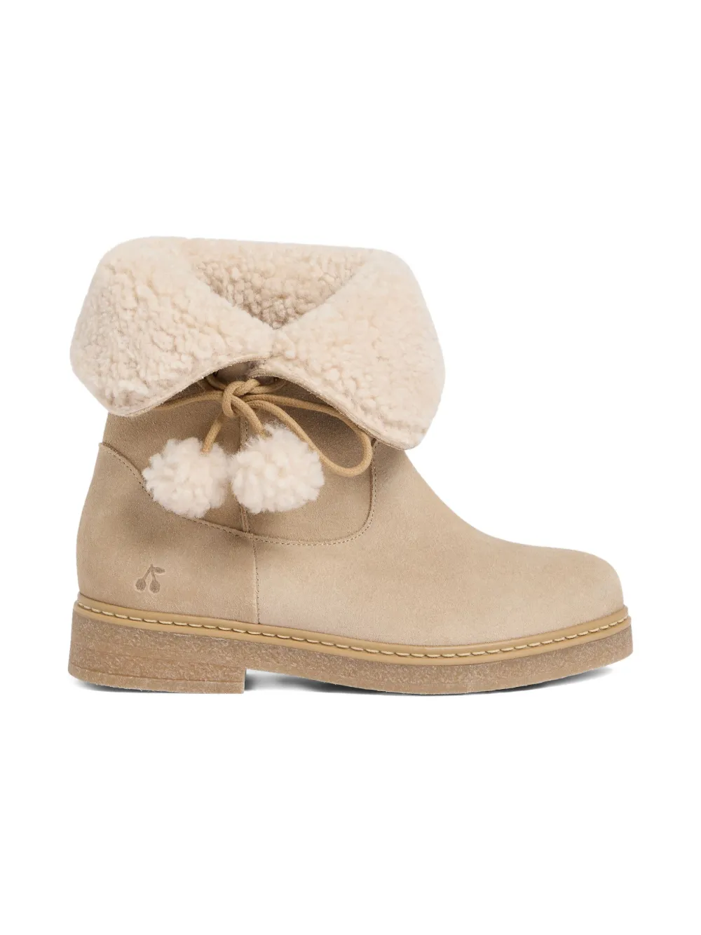 Bonpoint pom-pom suede boots Neutrals