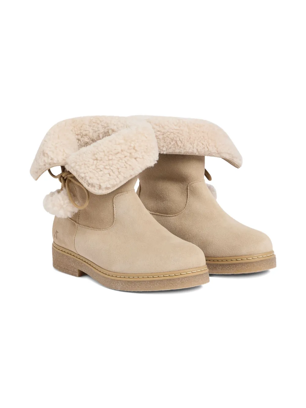 Bonpoint pom-pom suede boots Neutrals