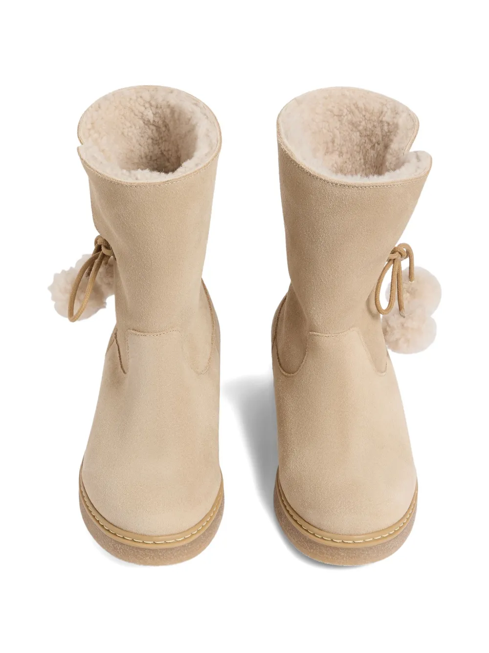 Bonpoint pom-pom suede boots Neutrals