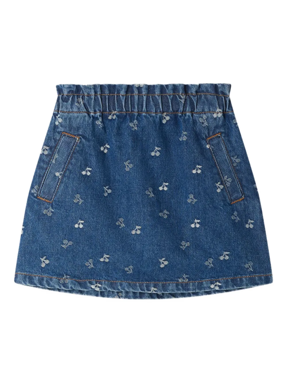 Bonpoint Rok met elastische taille en kersenprint Blauw